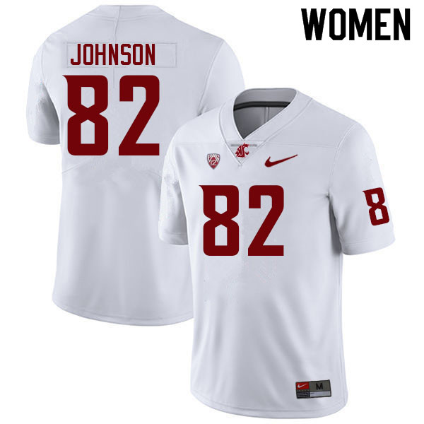 Women #82 Cameron Johnson Washington State Cougars College Football Jerseys Sale-White - Click Image to Close